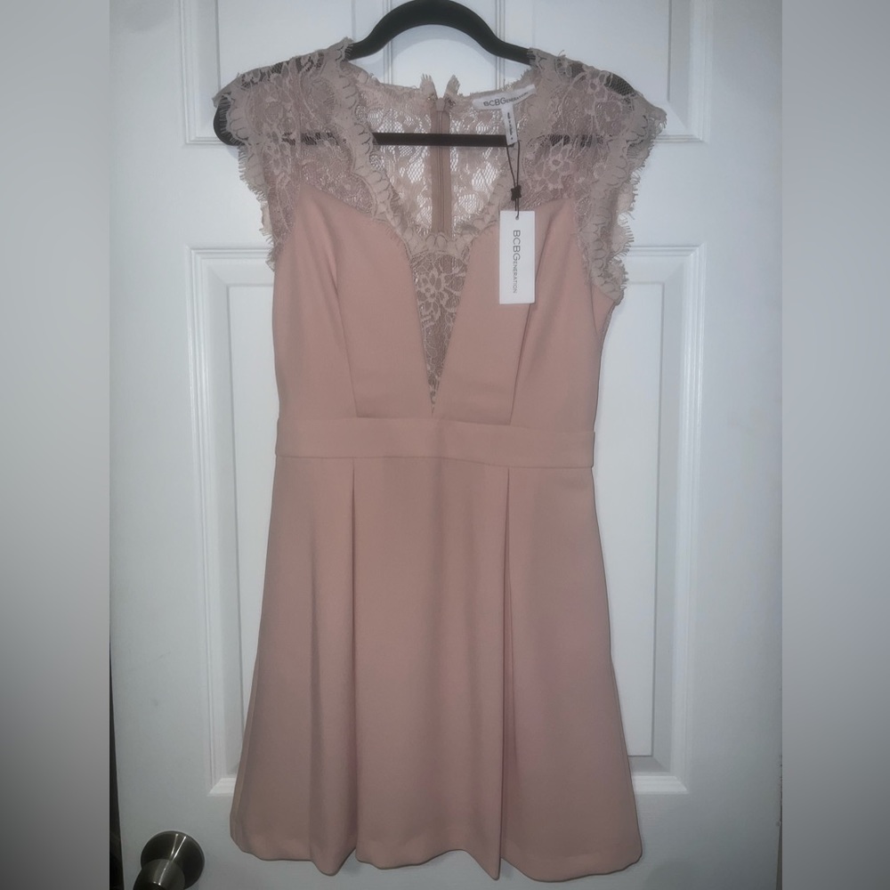 NWT BCBG mini dress in blush pink is perfect for any party or cocktail event.